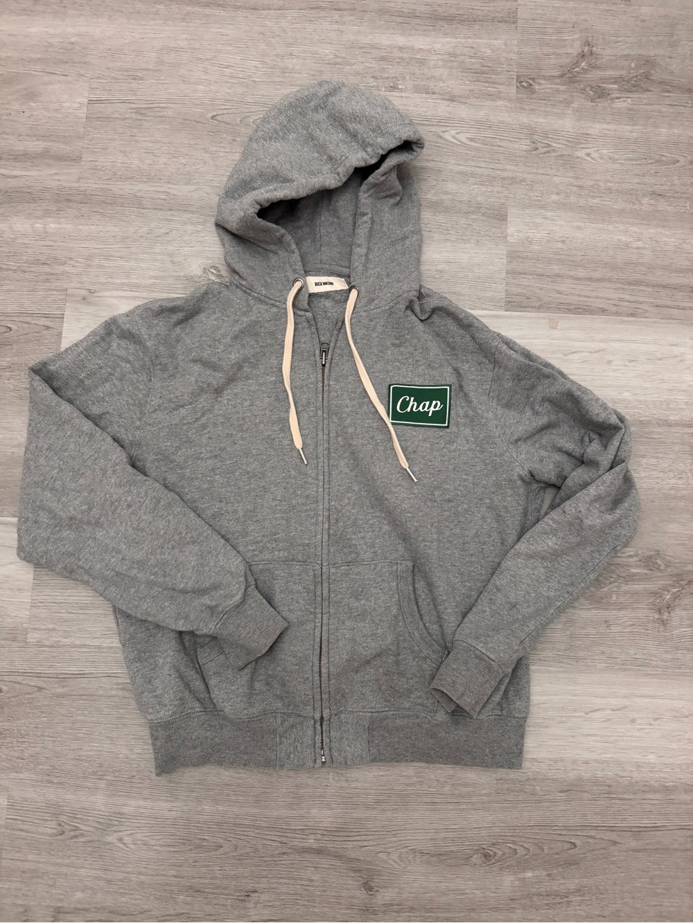 Buck Mason Hooded Full Zip Jacket Large Grey